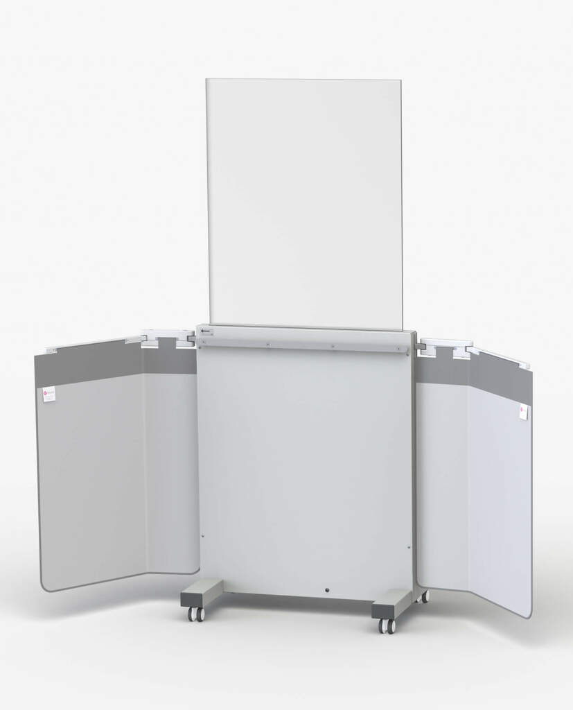 mobile X-ray protection system with height adjustable viewing area