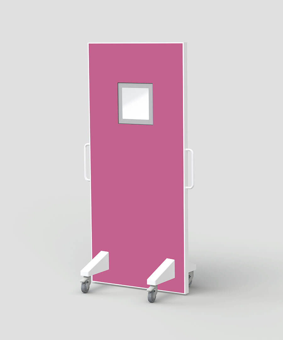 Pink X-ray protective mobile shield with window