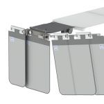 Head end shield for GE Elegance Tables showing how side panels attach to the attachment bracket