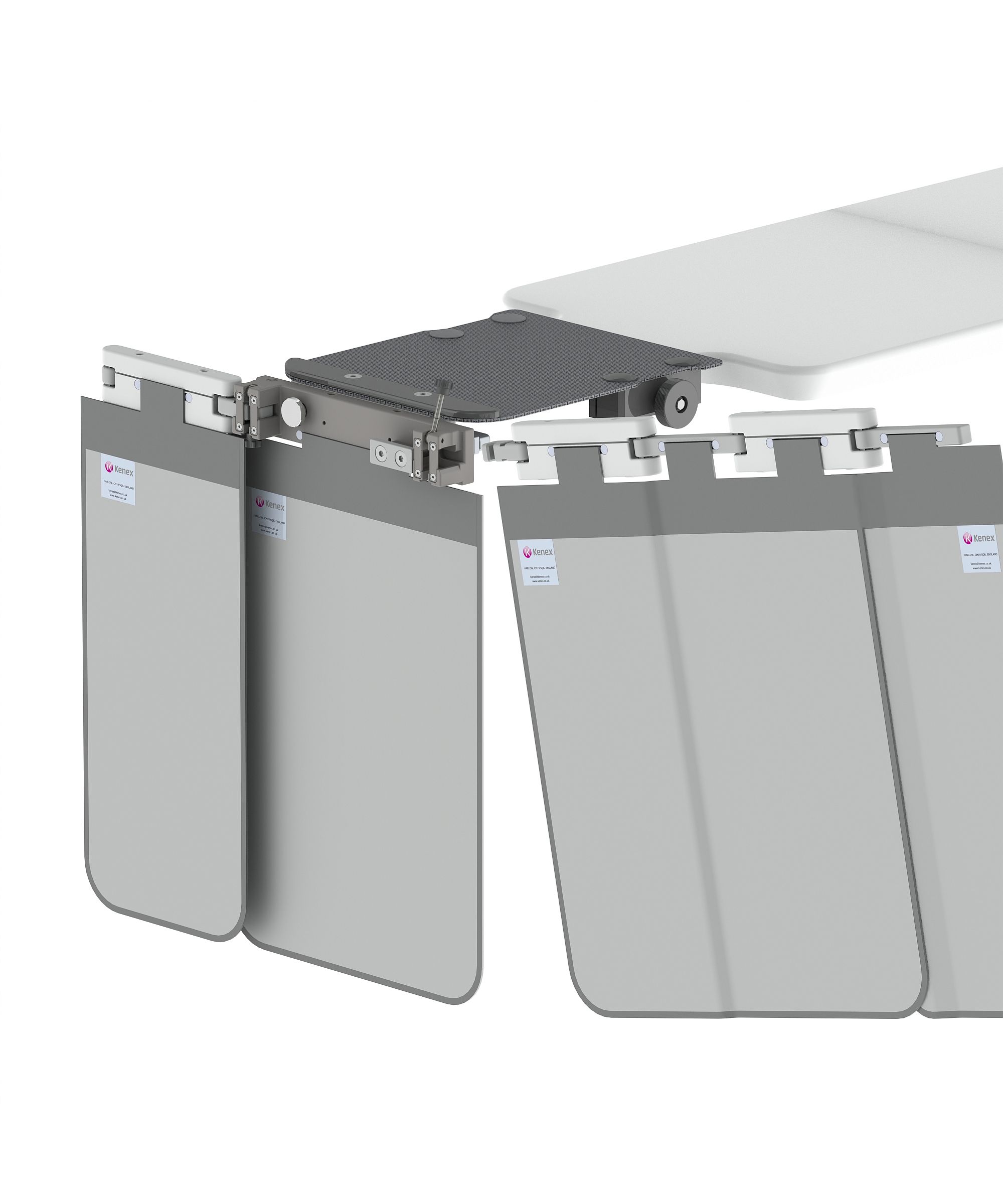 Head end shield for GE Elegance Tables showing how side panels attach to the attachment bracket